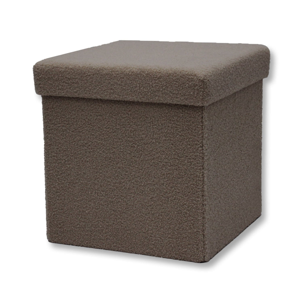 ITY International - Plush Fabric Foldable Ottoman/Footrest with Storage, 15" x 15" x 15", Camel - - Mounts For Less