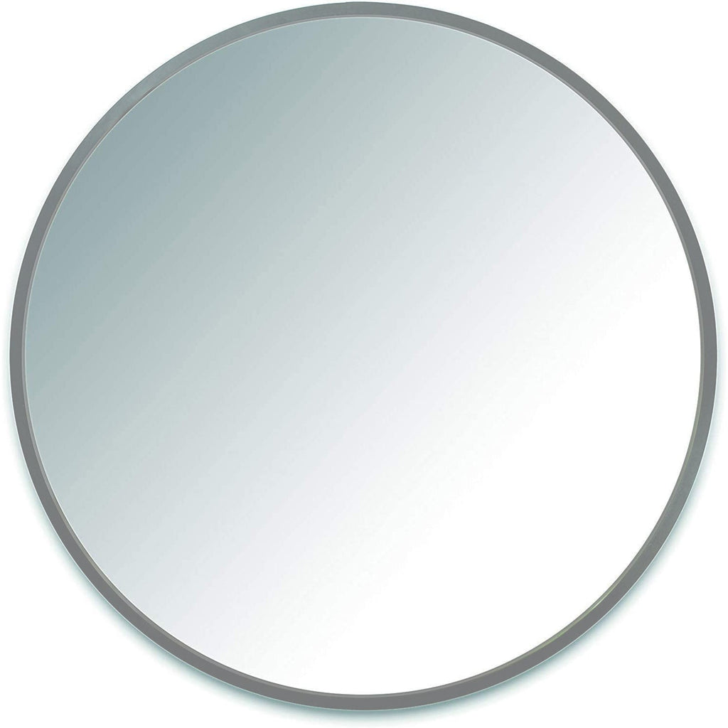 ITY International - Round Wall Mirror, 23.6" Diameter, Gray Frame - - Mounts For Less