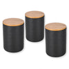 ITY International - Set of 3 Airtight Ceramic Storage Jars with Bamboo Lid, Size Large, Black - - Mounts For Less