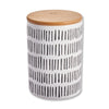 ITY International - Set of 3 Airtight Ceramic Storage Jars with Bamboo Lid, Size Large, White and Black - - Mounts For Less