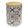 ITY International - Set of 3 Airtight Ceramic Storage Jars with Bamboo Lid, Size Large, White and Black - - Mounts For Less