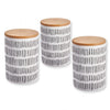 ITY International - Set of 3 Airtight Ceramic Storage Jars with Bamboo Lid, Size Large, White and Black - - Mounts For Less