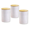 ITY International - Set of 3 Airtight Ceramic Storage Jars with Bamboo Lid, Size Large, White - - Mounts For Less