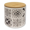 ITY International - Set of 3 Airtight Ceramic Storage Jars with Bamboo Lid, Size Small, White and Black - - Mounts For Less