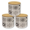 ITY International - Set of 3 Airtight Ceramic Storage Jars with Bamboo Lid, Size Small, White and Black - - Mounts For Less