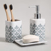 ITY International - Set of 3 Pieces of Bathroom Accessories, Made of Ceramic, White and Grey - - Mounts For Less