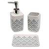 ITY International - Set of 3 Pieces of Bathroom Accessories, Made of Ceramic, White and Grey - - Mounts For Less