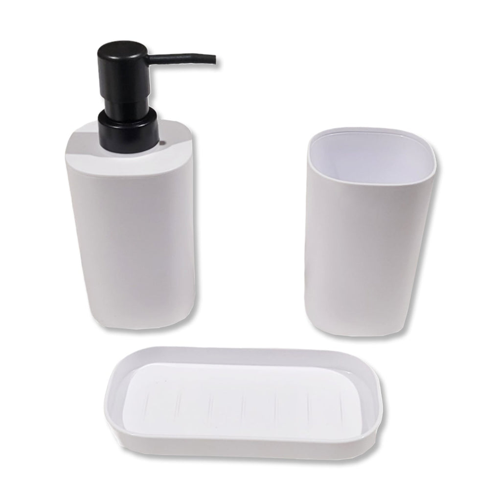 ITY International - Set of 3 Pieces of Bathroom Accessories, Made of Plastic, White - - Mounts For Less