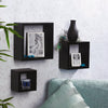 ITY International - Set of 3 Square Wooden Shelves, Black - - Mounts For Less