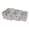 ITY International - Set of 3 Storage Baskets with Handles, White - - Mounts For Less
