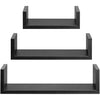 ITY International - Set of 3 Wooden Wall Shelves, Black - - Mounts For Less