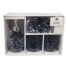 ITY International - Set of 4 Pieces of Bathroom Accessories, Made of Ceramic, Black Marble Pattern - - Mounts For Less