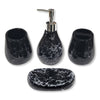 ITY International - Set of 4 Pieces of Bathroom Accessories, Made of Ceramic, Black Marble Pattern - - Mounts For Less