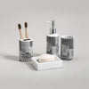 ITY International - Set of 4 Pieces of Bathroom Accessories, Made of Ceramic, Black and White - - Mounts For Less