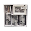 ITY International - Set of 4 Pieces of Bathroom Accessories, Made of Ceramic, Black and White - - Mounts For Less