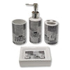 ITY International - Set of 4 Pieces of Bathroom Accessories, Made of Ceramic, Black and White - - Mounts For Less