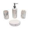 ITY International - Set of 4 Pieces of Bathroom Accessories, Made of Ceramic, White Marble Pattern - - Mounts For Less