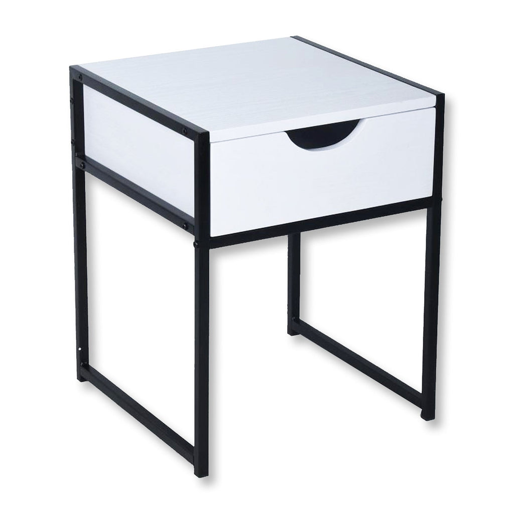 ITY International - Side Table with Drawer, Made of MDF, 15.7" x 19.7" x 15.7", White - - Mounts For Less