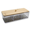 ITY International - Storage Box with Bambou Lids, 3 Compartments, 9.45" x 3.34" x 2.75", Clear - - Mounts For Less