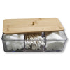 ITY International - Storage Box with Bambou Lids, 3 Compartments, 9.45" x 3.34" x 2.75", Clear - - Mounts For Less