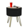 ITY International - Velvet Ottoman / Footstool with Storage and Tray, Metal Base, Black - - Mounts For Less