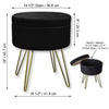 ITY International - Velvet Ottoman / Footstool with Storage and Tray, Metal Base, Black - - Mounts For Less