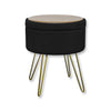 ITY International - Velvet Ottoman / Footstool with Storage and Tray, Metal Base, Black - - Mounts For Less