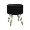 ITY International - Velvet Ottoman / Footstool with Storage and Tray, Metal Base, Black - - Mounts For Less