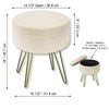 ITY International - Velvet Ottoman / Footstool with Storage and Tray, Metal Base, White - - Mounts For Less