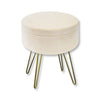 ITY International - Velvet Ottoman / Footstool with Storage and Tray, Metal Base, White - - Mounts For Less