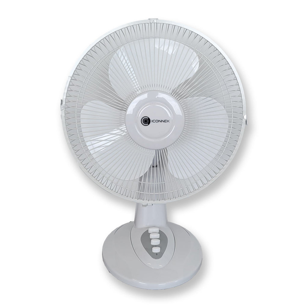 Iconnek - Desk Fan with 3 Speeds, Oscillation and Adjustable Tilt, 12 '', White - - Mounts For Less