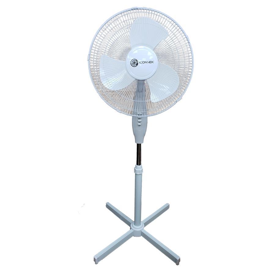 Iconnek - Three Speed Pedestal Fan, Adjustable Swing and Tilt, 16 '', White - - Mounts For Less