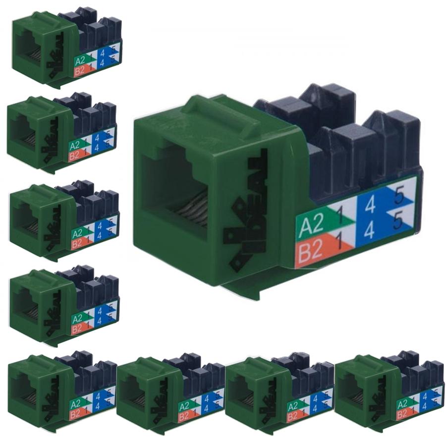 Ideal Industries Cat5e RJ45 110 Type 90 T568A/B Green Pack of 10 - - Mounts For Less
