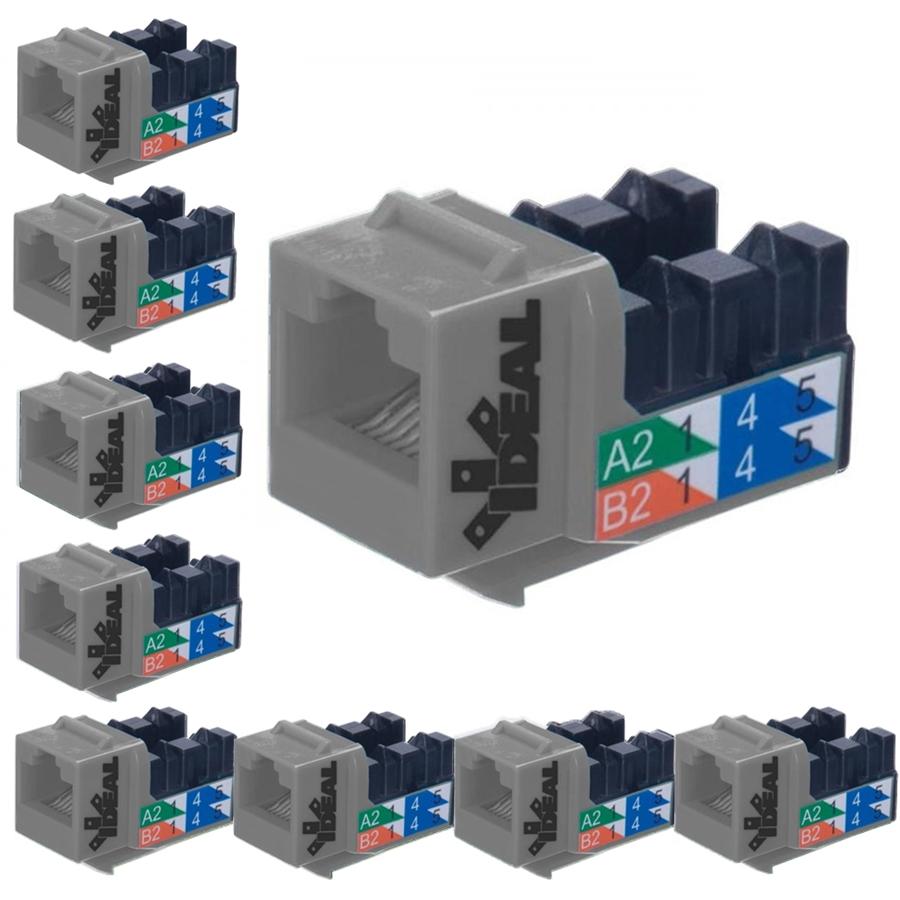 Ideal Industries Cat5e RJ45 110 Type 90 T568A/B Grey Pack of 10 - - Mounts For Less