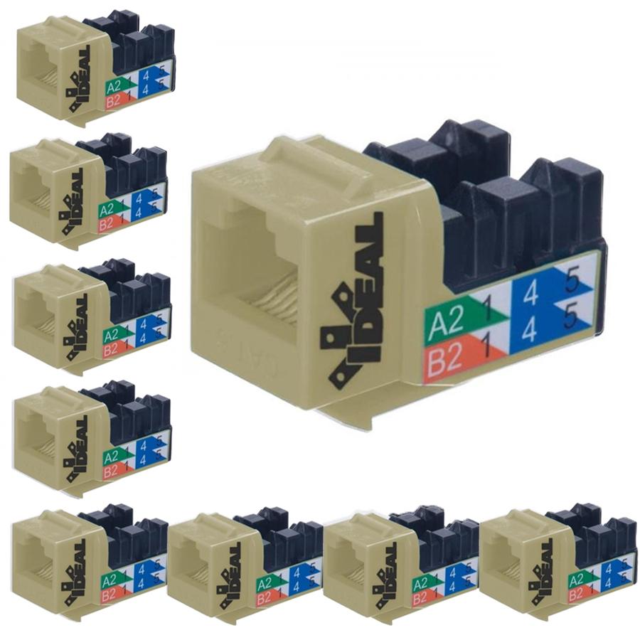 Ideal Industries Cat6 Keystone Jack Ivory Pack of 10 - - Mounts For Less