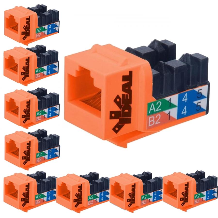 Ideal Industries Cat6 Keystone Jack Orange Pack of 10 - - Mounts For Less