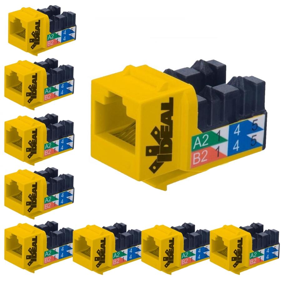 Ideal Industries Cat6 Keystone Jack Yellow Pack of 10 - - Mounts For Less