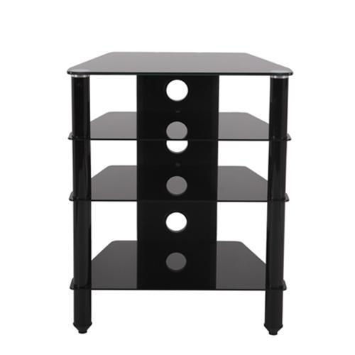 Impressions BA-19 Audio-Video Stand With 4 Black Tempered Glass Shelves - - Mounts For Less