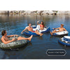 Intex - River Run Double Inflatable Pool Chair, 95.5'' x 62'', With Integrated Cooler, Blue and White - - Mounts For Less