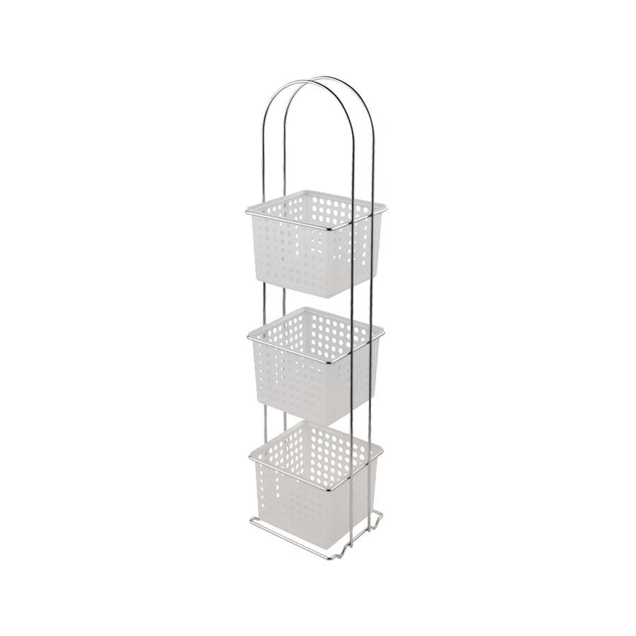 Jessar - 3 Tier Bathroom Storage Baskets, White - - Mounts For Less