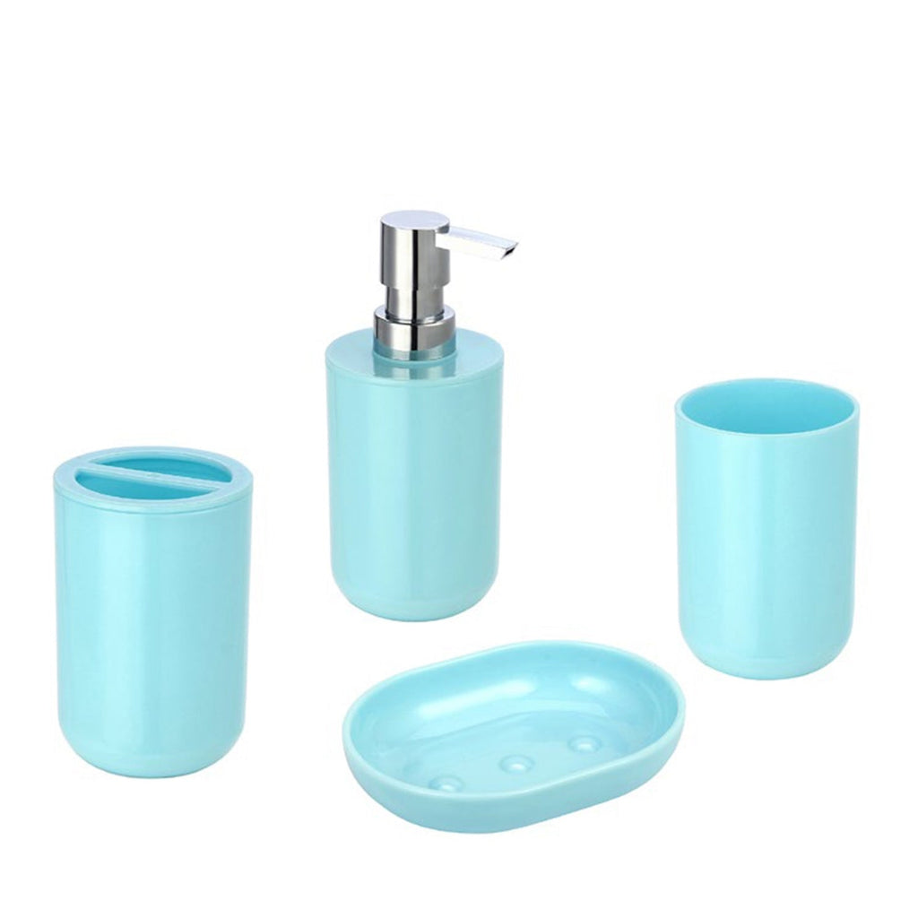 Jessar - 4 Piece Bathroom Accessory Set, Blue - - Mounts For Less