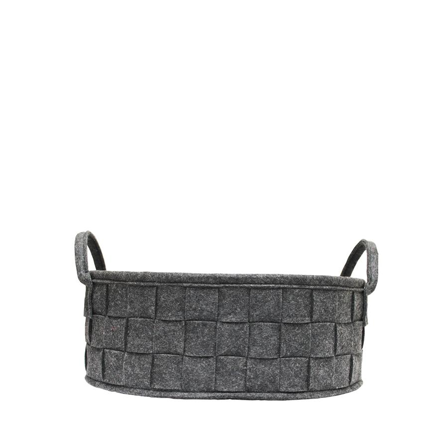 Jessar - Braided Felt Storage Basket, 33 x 25 x 12cm, Dark Gray - - Mounts For Less