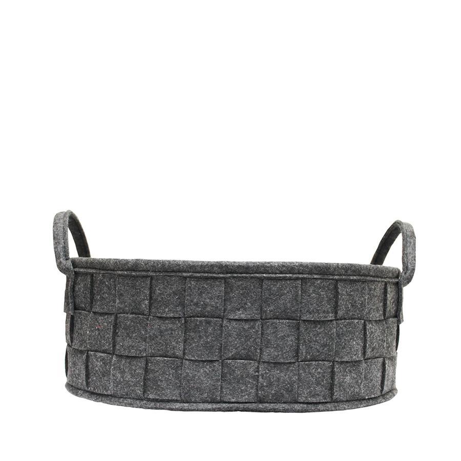Jessar - Braided Felt Storage Basket, 37 x 29 x 13.5cm, Dark Gray - - Mounts For Less