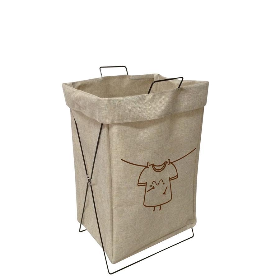 Jessar - Fabric Laundry Basket, 36 x 28 x 56 cm, Beige - - Mounts For Less