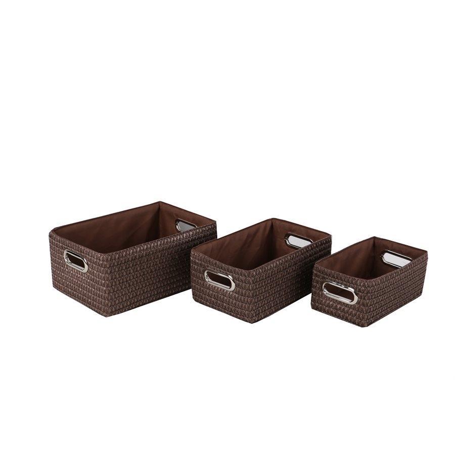 Jessar - Fabric Storage Basket, Set of 3, Brown - - Mounts For Less
