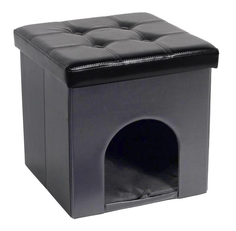 Jessar - Ottoman / Footstool With Animal Hideout, From The Maddox Collection, Black - - Mounts For Less