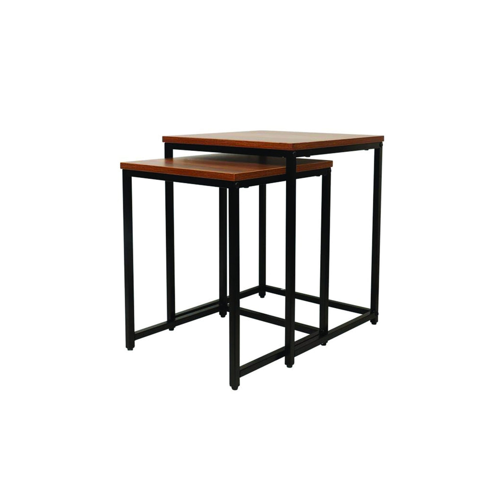 Jessar - Set of 2 Square Side Tables, From the Ross Collection, Brown - - Mounts For Less