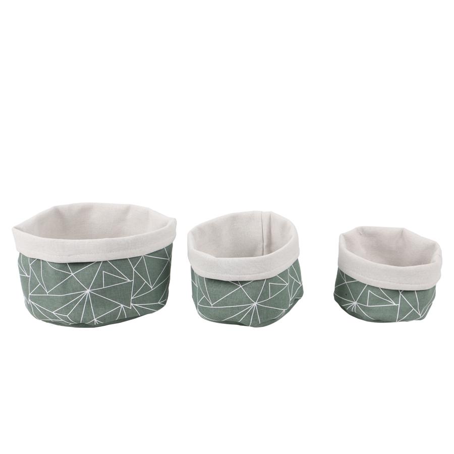 Jessar - Set of 3 Collapsible Fabric Storage Basket, Green - - Mounts For Less