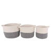 Jessar - Set of 3 Cotton Storage Baskets, White and Gray - - Mounts For Less