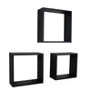 Jessar - Set of 3 Square Floating Shelves, From the Fairview Collection, Black - - Mounts For Less